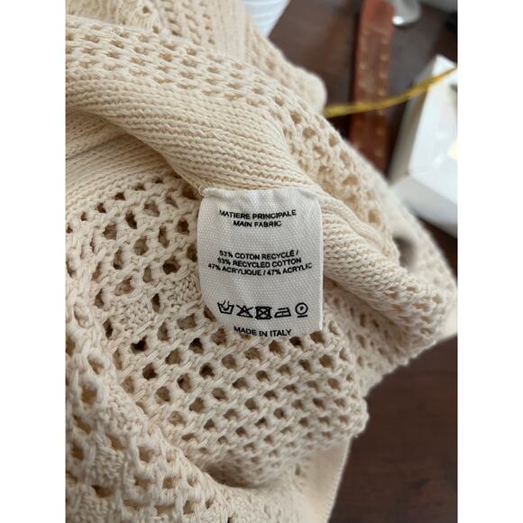 Vanessa Bruno Crochet Paterns Long Sweater Dress Size S Long Sleeves V-Neckline - Picture 7 of 7